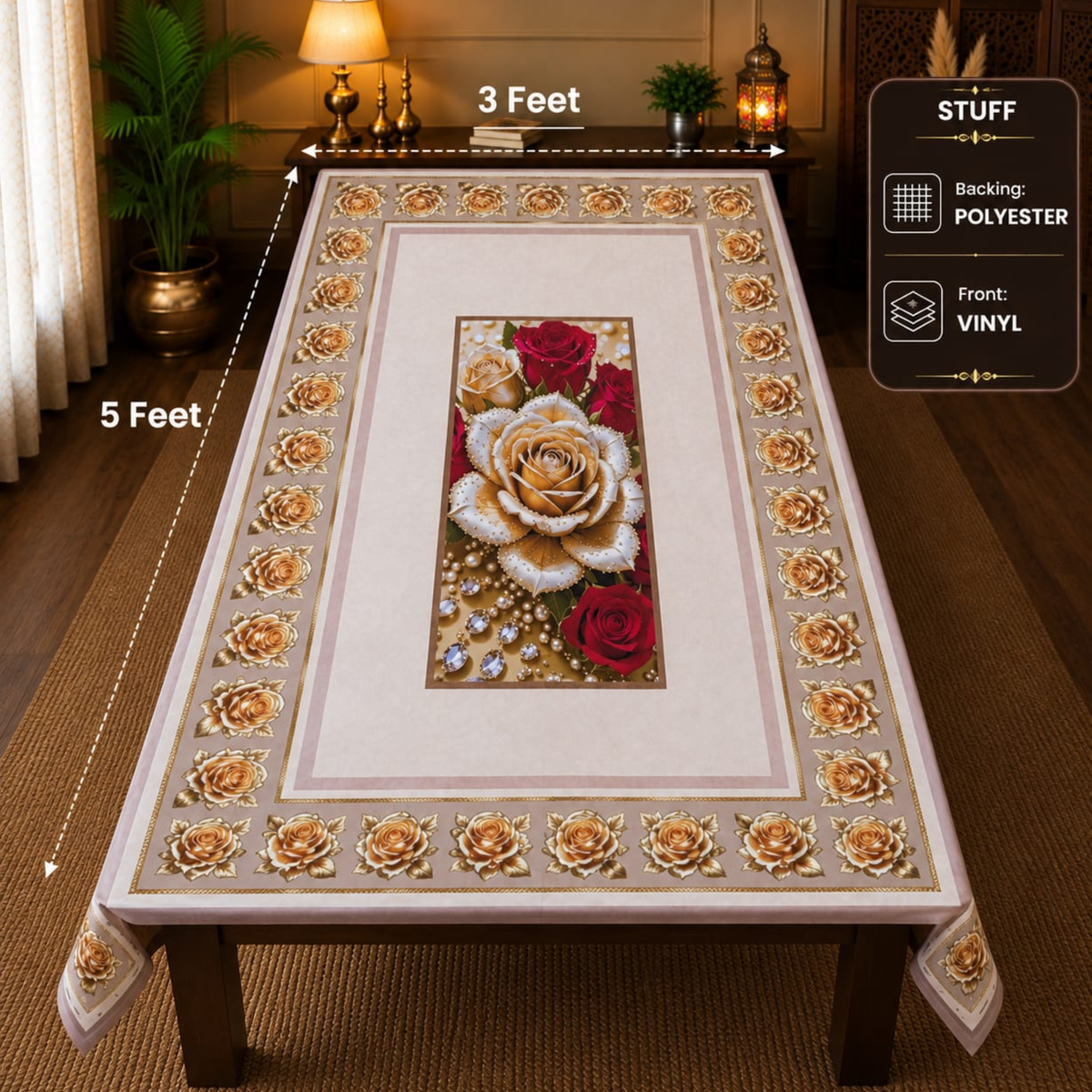 3D Floral Style Table Cloth