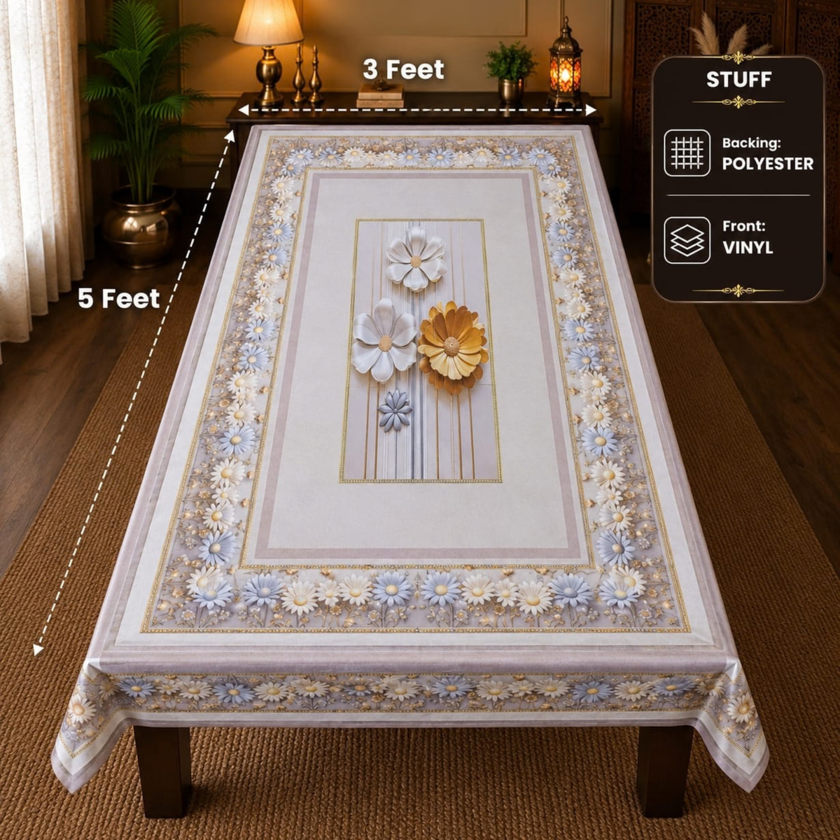 3D Floral Style Table Cloth