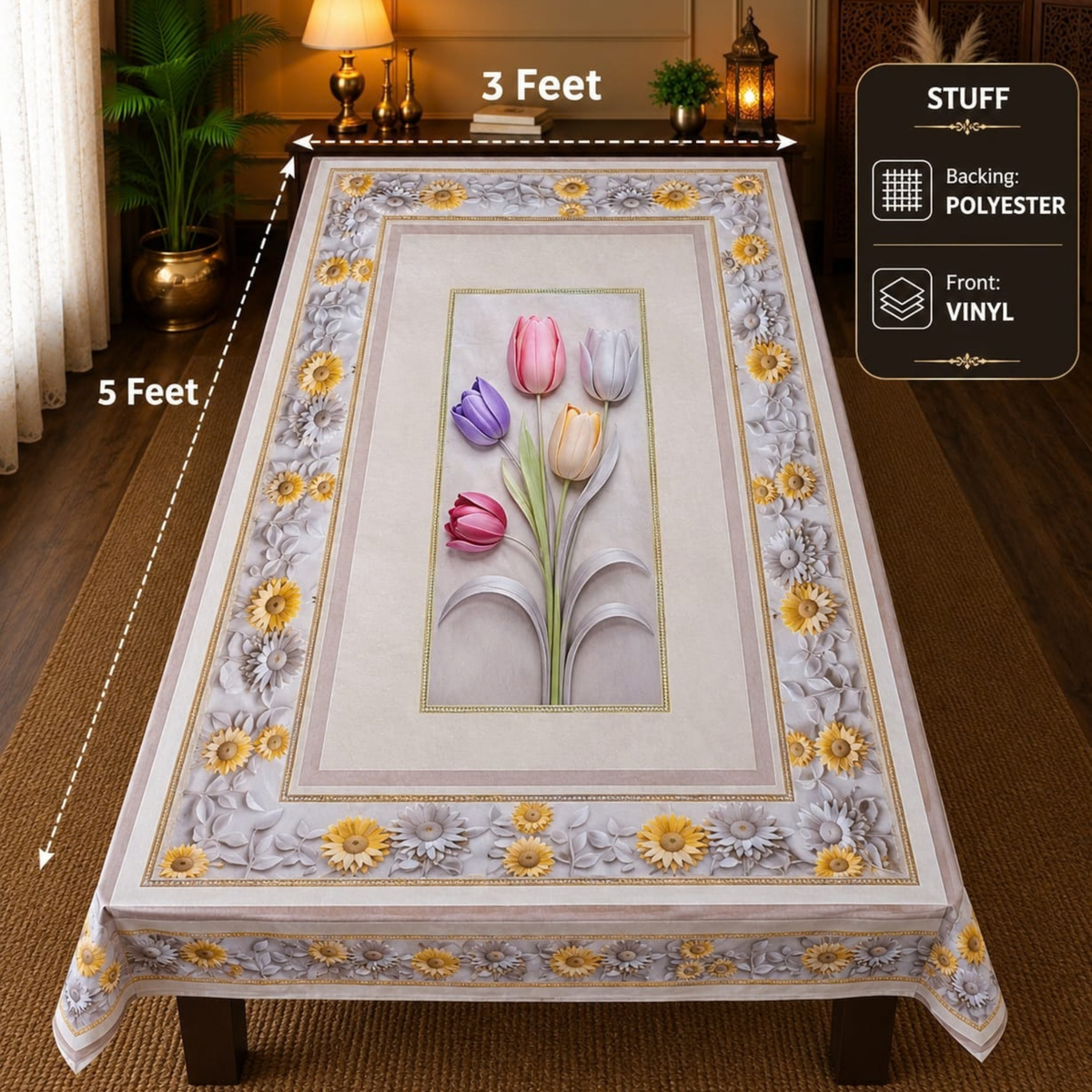 3D Floral Style Table Cloth