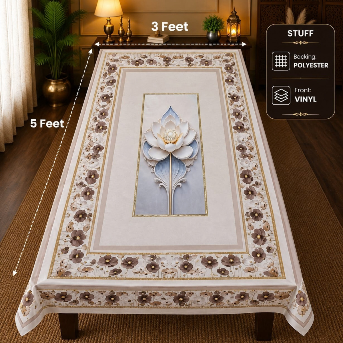 3D Floral Style Table Cover