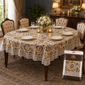 Premium Fancy Oval Shape Lace Border Dining Table Cloth (60×90)
