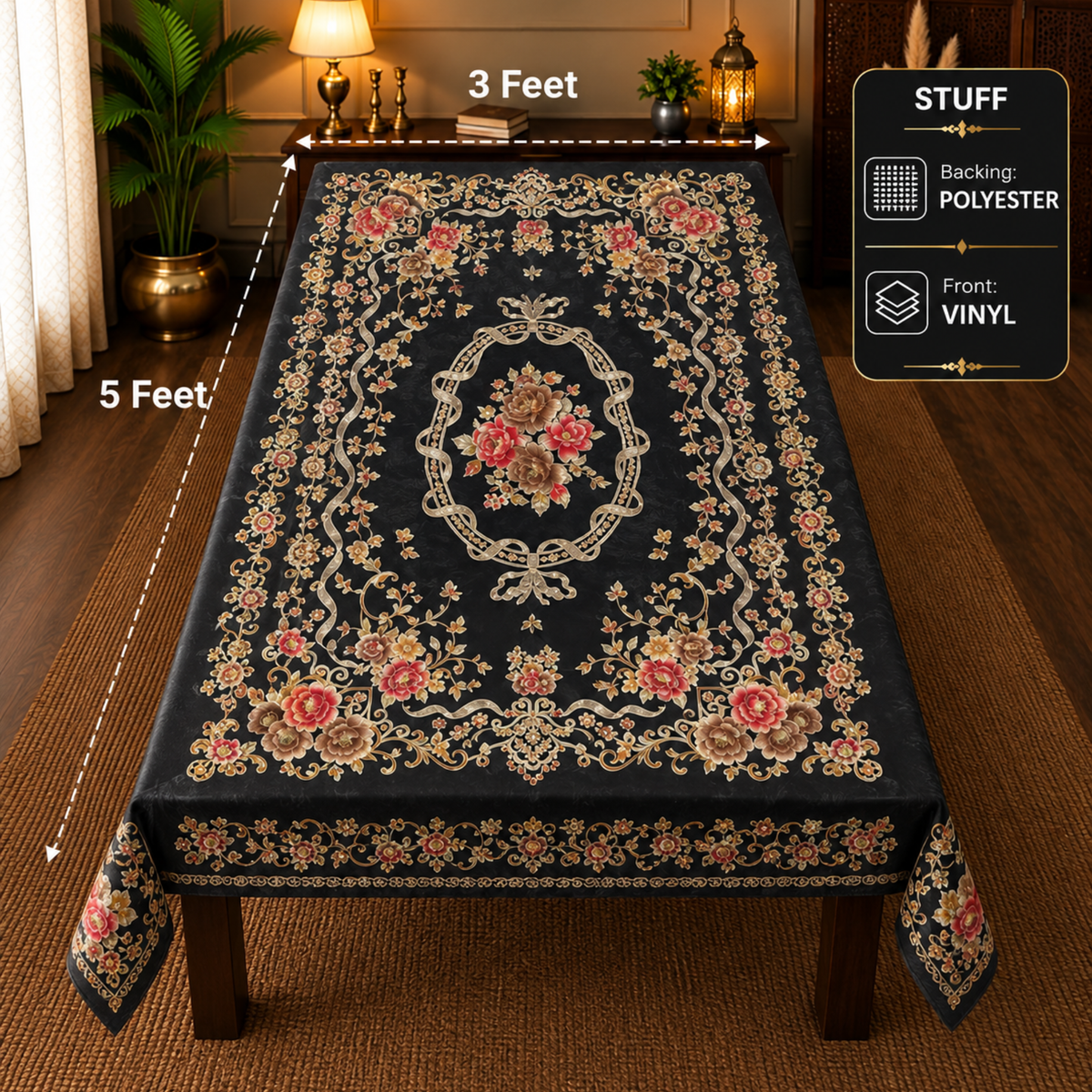 Fancy Table Cover (Black)