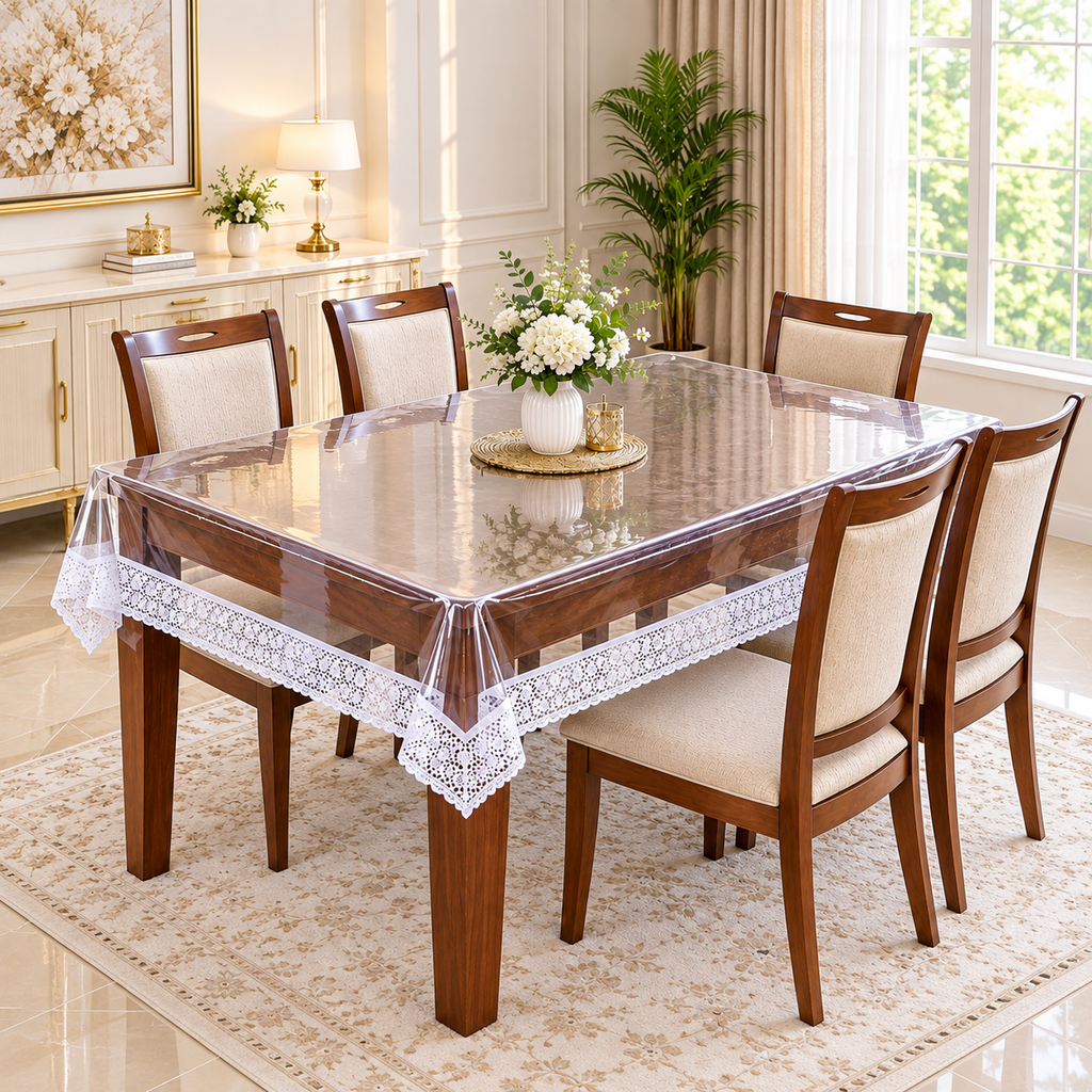 Transparent Lace Border Dining Table Cover 60×90